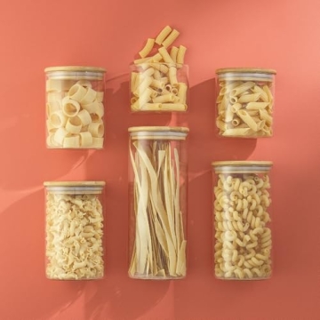 JoyJolt 6 PC Airtight Glass Jars for Kitchen Organization