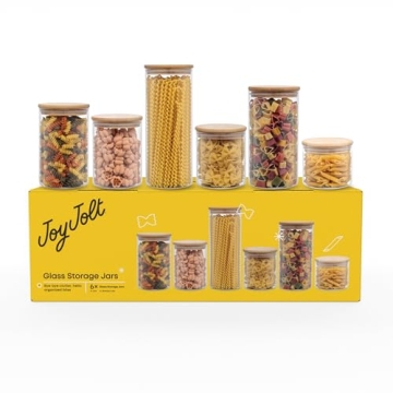JoyJolt 6 PC Airtight Glass Jars for Kitchen Organization