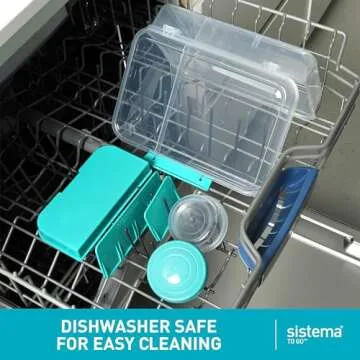 Sistema® Bento Create To Go™ 6-Cup Food Storage Container Bento Box with Lid and Dividers, 2 pack, Minty Teal