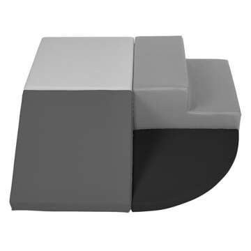 SoftScape Toddler Playtime Corner Climber, Indoor Active Play Structure for Toddlers and Kids, Safe Soft Foam for Crawling and Sliding (4-Piece Set) - Gray/Light Gray, 11619-GYLG