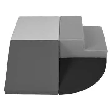 SoftScape Toddler Playtime Corner Climber, Indoor Active Play Structure for Toddlers and Kids, Safe Soft Foam for Crawling and Sliding (4-Piece Set) - Gray/Light Gray, 11619-GYLG