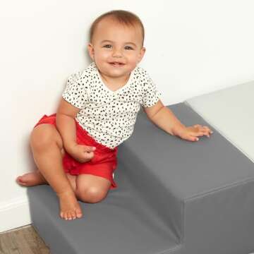 SoftScape Toddler Playtime Corner Climber, Indoor Active Play Structure for Toddlers and Kids, Safe Soft Foam for Crawling and Sliding (4-Piece Set) - Gray/Light Gray, 11619-GYLG