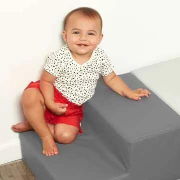 SoftScape Toddler Playtime Corner Climber, Indoor Active Play Structure for Toddlers and Kids, Safe Soft Foam for Crawling and Sliding (4-Piece Set) - Gray/Light Gray, 11619-GYLG