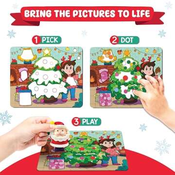 Funcils Christmas Special - Dot Stickers for Toddlers, Holiday Theme Dot Art Activity for Kids, DIY Craft Kit, Stocking Stuffers, Christmas Gifts for Boys & Girls Ages 3, 4, 5, 6, 7 Year Old