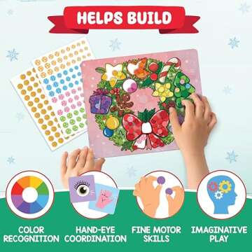 Funcils Christmas Special - Dot Stickers for Toddlers, Holiday Theme Dot Art Activity for Kids, DIY Craft Kit, Stocking Stuffers, Christmas Gifts for Boys & Girls Ages 3, 4, 5, 6, 7 Year Old