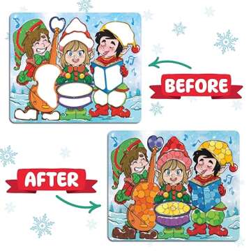 Funcils Christmas Special - Dot Stickers for Toddlers, Holiday Theme Dot Art Activity for Kids, DIY Craft Kit, Stocking Stuffers, Christmas Gifts for Boys & Girls Ages 3, 4, 5, 6, 7 Year Old