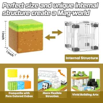 Magnetic Blocks-Build Mine Magnet World Panda Edition, Magnetic Tiles Building Blocks for Boys & Girls Age 3-5 4-8 5-7, Kids STEM Sensory Learning Outdoor Toys for 3+ Years Old Girls Boys Gifts