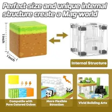 Magnetic Blocks-Build Mine Magnet World Panda Edition, Magnetic Tiles Building Blocks for Boys & Girls Age 3-5 4-8 5-7, Kids STEM Sensory Learning Outdoor Toys for 3+ Years Old Girls Boys Gifts