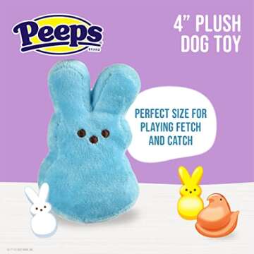 Peeps for Pets Mini Plush Bunny Dog Toys, 2 Piece Assorted Colors | 4 Inch Small Fabric Plush Dog Toys with Squeaker | 2 Pack Squeaky Dog Toys from Peeps, Plush Dog Toys, Squeaky Dog Toys
