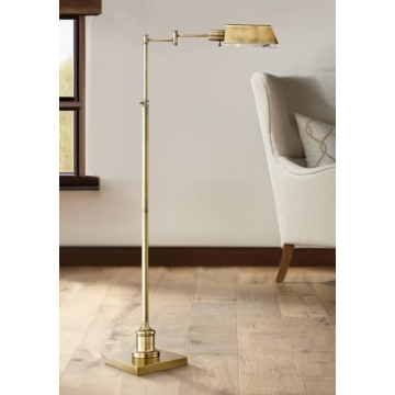 Regency Hill Jenson Traditional Metal Adjustable Pharmacy Floor Lamp Swing Arm 54" Tall Aged Brass M...