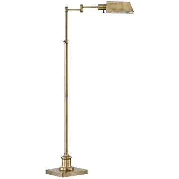Jenson Adjustable Pharmacy Floor Lamp in Aged Brass
