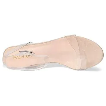 iCKER Women's Clear Heeled Sandals: Ankle Strap Elegance