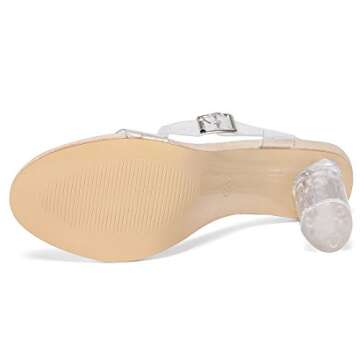 iCKER Women's Clear Heeled Sandals: Ankle Strap Elegance