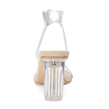 iCKER Women's Clear Heeled Sandals: Ankle Strap Elegance