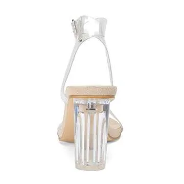 iCKER Women's Clear Heeled Sandals: Ankle Strap Elegance