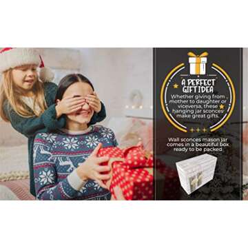 Stylish GBtroo Rustic Mason Jar Sconces Set with Timer