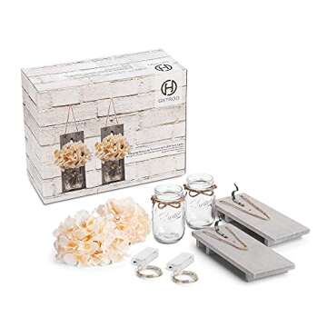 Stylish GBtroo Rustic Mason Jar Sconces Set with Timer