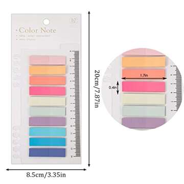 1200 Pieces Sticky Tabs, 60 Colors Colorful Book Tabs with Ruler for Index Callout, Tabs for Annotating Books, File Classification, Book Notes Highlights, Page Markers