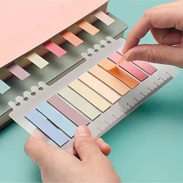1200 Pieces Sticky Tabs, 60 Colors Colorful Book Tabs with Ruler for Index Callout, Tabs for Annotating Books, File Classification, Book Notes Highlights, Page Markers