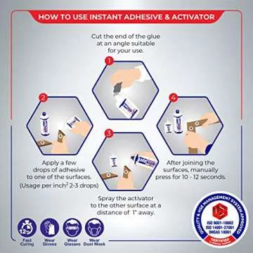 MITREAPEL Super CA Glue with Adhesive Activator for Quick Bonding in Crafts and Repairs
