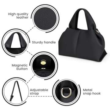 JQWYGB Stylish Mini Cloud Pouch Leather Handbag