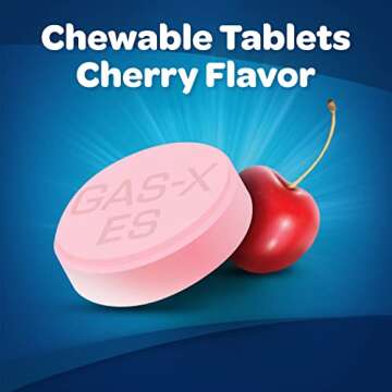 Gas-X Extra Strength Chewable Gas Relief Tablets with Simethicone 125 mg for Bloating Relief, Cherry - 72 Count