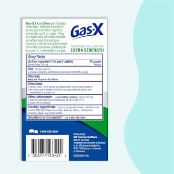 Gas-X Extra Strength Chewable Gas Relief Tablets with Simethicone 125 mg for Bloating Relief, Cherry - 72 Count
