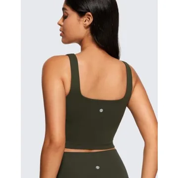CRZ YOGA Butterluxe Square Neck Longline Sports Bra Olive Green