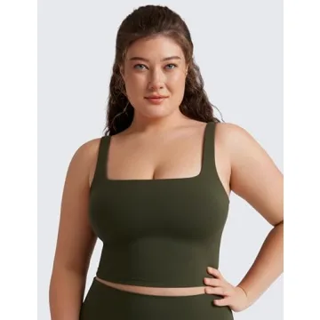 CRZ YOGA Butterluxe Square Neck Longline Sports Bra Olive Green