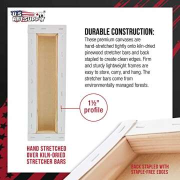 Premium 5-Pack Stretched Canvas for All Artists - U.S. Art Supply