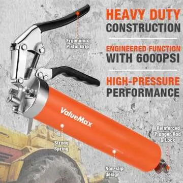 ValueMax Grease Gun Set, 6000PSI Heavy Duty Grease Gun Kit and 3500PSI Mini Grease Gun Kit with 3 OZ Grease, Fit for Automotive, Marine, Industrial