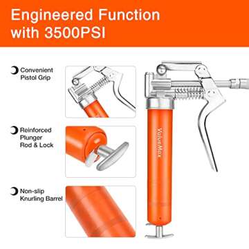 ValueMax Grease Gun Set, 6000PSI Heavy Duty Grease Gun Kit and 3500PSI Mini Grease Gun Kit with 3 OZ Grease, Fit for Automotive, Marine, Industrial