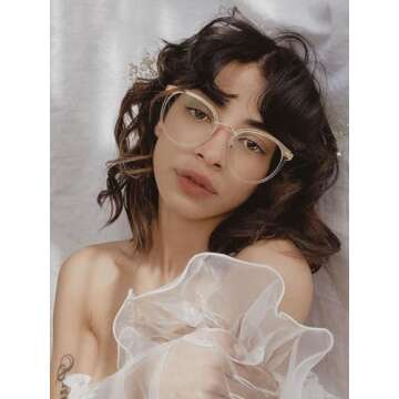 TIJN Vintage Round Clear Glasses Non-Prescription Eyeglasses Frames for Women Men,Oversized Metal Ov...