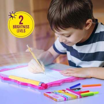 Light Up Tracing Pad for Kids - Arts & Crafts Art Writing Drawing Tracer Board, Craft Kit for Girls & Boys Ages 6-12 - Birthday Toys Gifts Ideas for Girl or Boy 6+ Year Old Best Gift Toy - 6 7 8 9 10
