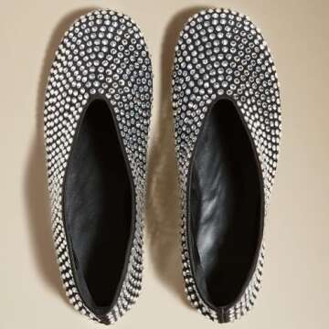 Molozoey Women's Crystals Fine Mesh Ballet Flats for Style