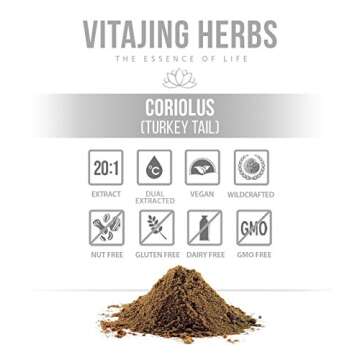 Coriolus Mushroom Extract Powder (2oz / 57gm) 20:1 Concentration (Also Know As Turkey Tail Mushroom)