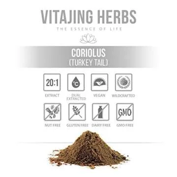 Coriolus Mushroom Extract Powder (2oz / 57gm) 20:1 Concentration (Also Know As Turkey Tail Mushroom)