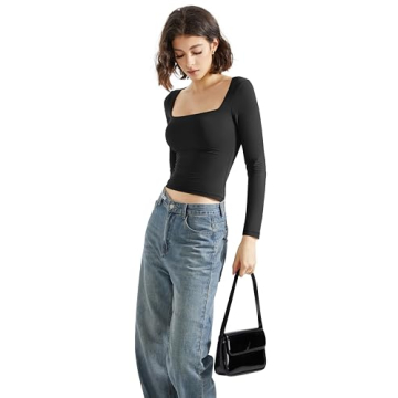 SUUKSESS Women Square Neck Long Sleeve Tops for Every Occasion