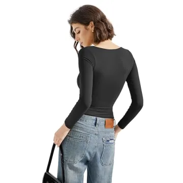 SUUKSESS Women Square Neck Long Sleeve Tops for Every Occasion