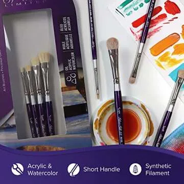 Silver Brush Limited SK-8111S Silver Silk 88 Mini Mop Set for Acrylic, Watercolor, Gouache, Inks, & Dyes, Set of 4 Mini Mop Paintbrushes, Size 1/8, 1/4, 3/8, and 1/2 Inch, Short Handle