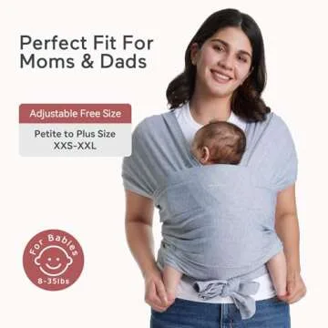 Momcozy Baby Wrap Carrier, Easy to Wear Infant Carrier Slings, Lightweight Hands Free Baby Sling, Adjustable Baby Carriers for Newborn to Toddler 8-35 lbs, Grey