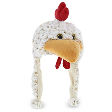 DolliBu White Rooster Plush Hat - Cozy & Fun Animal Beanie for Kids and Adults