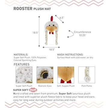 DolliBu White Rooster Plush Hat for All Ages