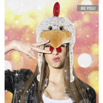 DolliBu White Rooster Plush Hat for All Ages