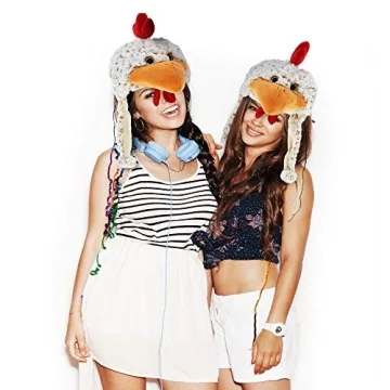 DolliBu White Rooster Plush Hat for All Ages