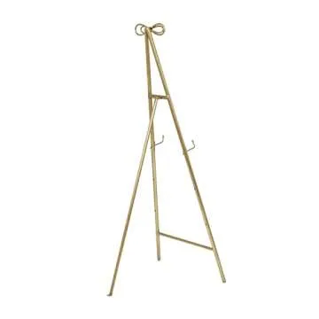 Deco 79 Metal Tall Adjustable Display Stand Easel with Bow Top, 20" x 27" x 53", Gold