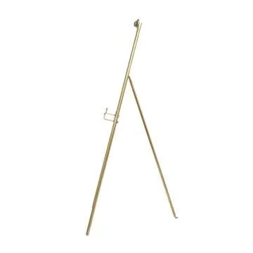 Deco 79 Metal Tall Adjustable Display Stand Easel with Bow Top, 20" x 27" x 53", Gold