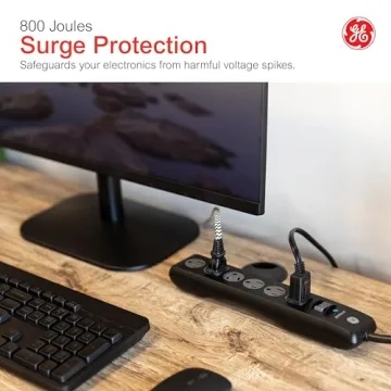 GE 6 Outlet Surge Protector Power Strip with 800 Joules