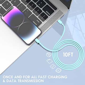 10ft iPhone Charger Fast Charging, for iPhone 14 13 12 Fast Charger,20W USB C Wall Charger with Type C to Lightning Cord,iPhone Fast Charging Cable for iPhone 13/14/12 Pro Max Plus/11,iPad-3PCS-Green