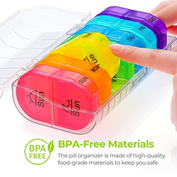 AUVON Weekly AM PM Pill Organizer for Vitamins Medications